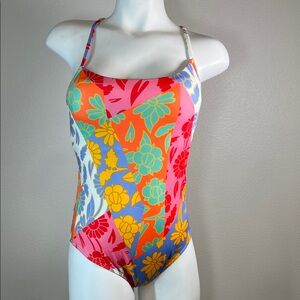 Roxy Women's Multicolor Floral One-Piece Swimsuit - Orange, Pink, Yellow, Blue
